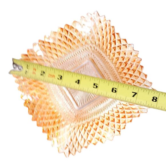 Indiana Glass Company Diamond Point Square Iridescent Marigold Carnival Glass Di - Picture 6 of 7